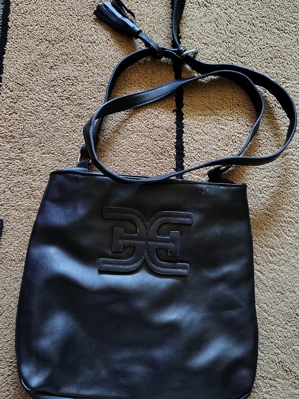 Sam Edelman Black Crossbody Bag with Embossed Logo